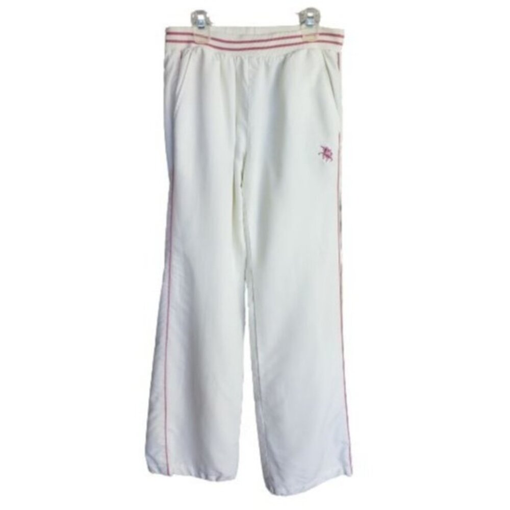 Womens Joggers XS White Pink Athletic Pants Straight Leg Lined Track Pants Sport